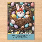 Bunny Gnome in Basket Easter Egg Hunt Acryleinladungen (Vorderseite)
