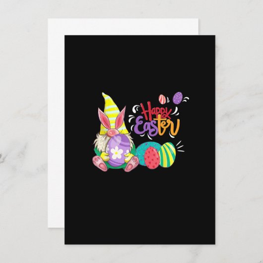 Bunny Gnome Rabbit Eggs Jagd Funny Happy Oster Einladung (Vorne/Hinten)