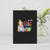Bunny Gnome Rabbit Eggs Jagd Funny Happy Oster Einladung (Stehend Vorderseite)