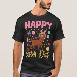 Bunny Goat farbenfrohe Eier Jagen Happy Ostertag T-Shirt