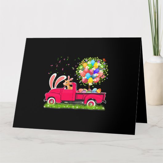Bunny Goat Riding Lieferwagen LKW Ostereier Tree F Karte (Vorderseite)