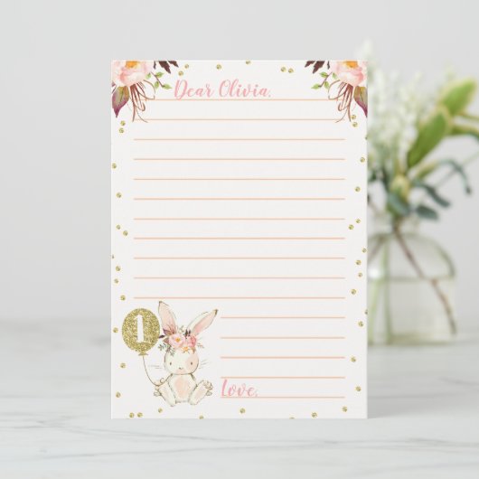 Bunny Gold Ballon Themed Time Kapselkarte Einladung (Stehend Vorderseite)