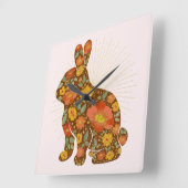 Bunny Gold Glitzer Floral Pink Brown Quadratische Wanduhr (Winkel)