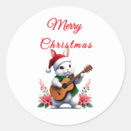 Bunny Guitar Merry Christmas Sticker