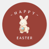 Bunny Happy Easter Round Stickers (Vorderseite)