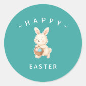 Bunny Happy Easter Round Stickers (Vorderseite)