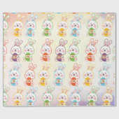 Bunny Happy Osterday Pattern Wrapping Paper Geschenkpapier (Flach)