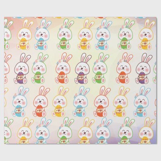 Bunny Happy Osterday Pattern Wrapping Paper Geschenkpapier (Flach)