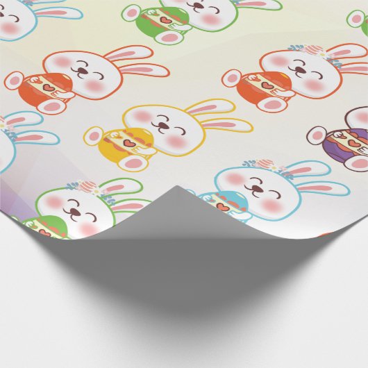 Bunny Happy Osterday Pattern Wrapping Paper Geschenkpapier (Ecke)