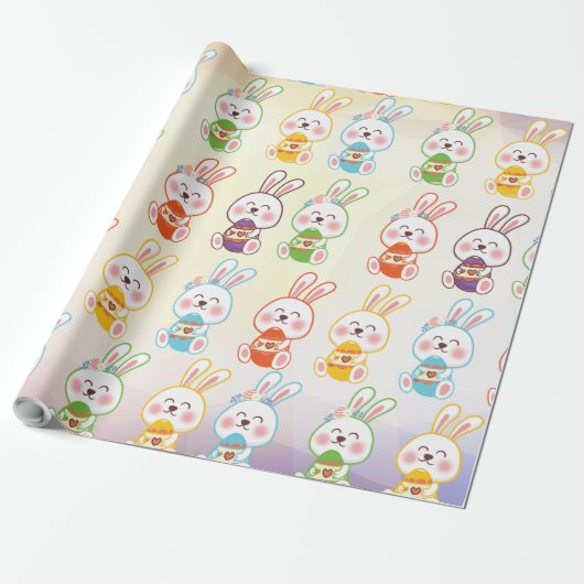 Bunny Happy Ostertag Muster Geschenkpapier (Ungerollt)