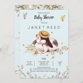 Bunny Hat Rustic Country Baby Dusche Einladung (Vorne/Hinten)