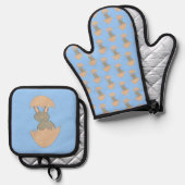 Bunny Hatching von Egg Weird Ofenhandschuh & Topflappen-Set (Vorderseite/Rückseite)
