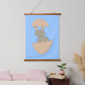 Bunny Hatching von Egg Weird Wandteppich Mit Holzrahmen (Schlafzimmer)