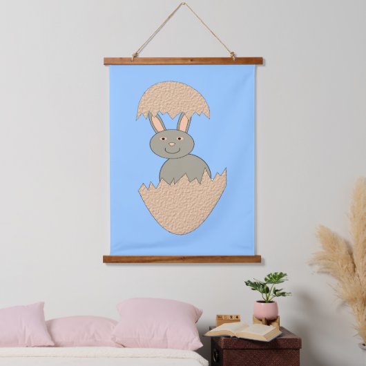 Bunny Hatching von Egg Weird Wandteppich Mit Holzrahmen (Schlafzimmer)