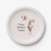 Bunny Heart Balloon Pink Butterflies Birthday Pappteller (Vorderseite)