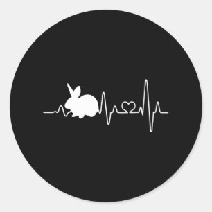 Bunny Heartbeat Pulrabbit Runder Aufkleber