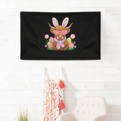 Bunny Highland Kuh Osterfest Bauer Frauen Kinder O Banner (Insitu)