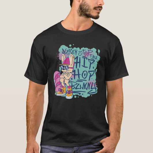 Bunny Hippity Ostersonne, Stoppt niemals den Hip H T-Shirt (Vorderseite)
