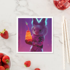 Bunny Holding a Carrot Serviette