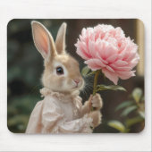 Bunny Holding a Pink Peony Mousepad (Vorne)