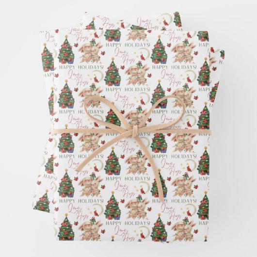 Bunny Holiday Wrapping Paper Flat Sheet Set 3 Geschenkpapier Set (Beispiel)