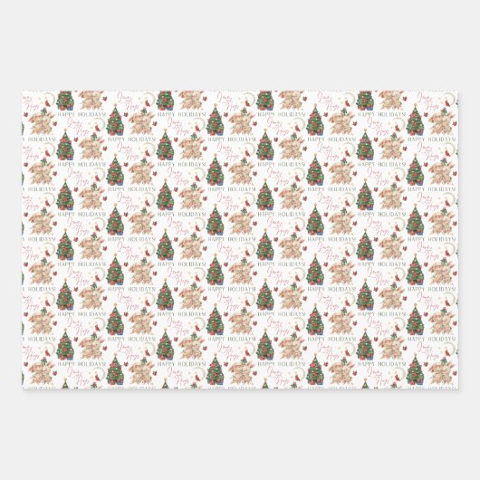 Bunny Holiday Wrapping Paper Flat Sheet Set 3 Geschenkpapier Set (Vorderseite)
