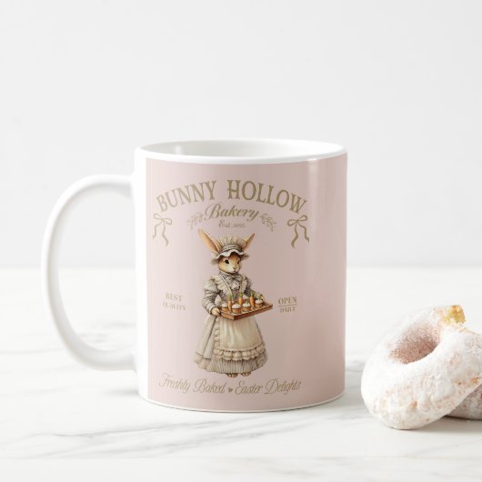 Bunny Hollow Bakery Vintage Easter Rabbit Baker Kaffeetasse (Mit Donut)