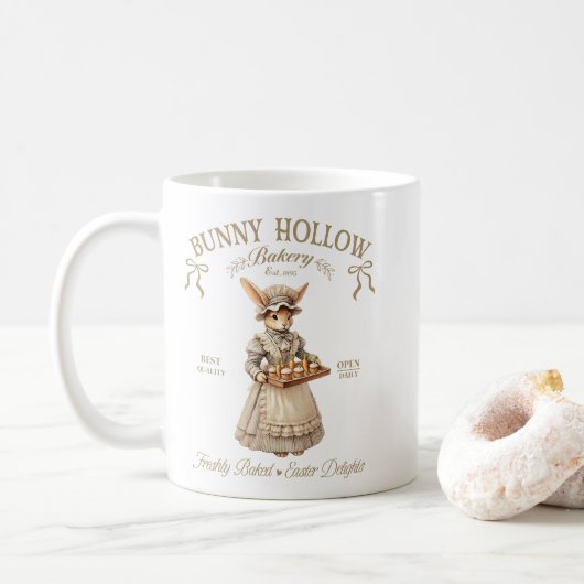 Bunny Hollow Bakery Vintage Osterhase Bäcker Kaffeetasse (Mit Donut)