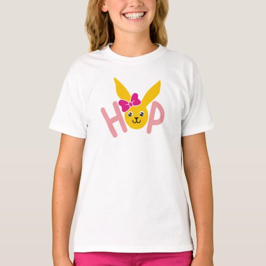 Bunny Hop Girls Ostern T - Shirt für Kinder (Vorderseite)