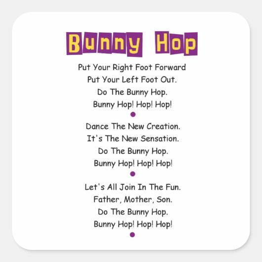 Bunny Hop Texte Stickers (Vorderseite)