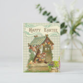 Bunny House Happy Oaster Postkarte (Stehend Vorderseite)