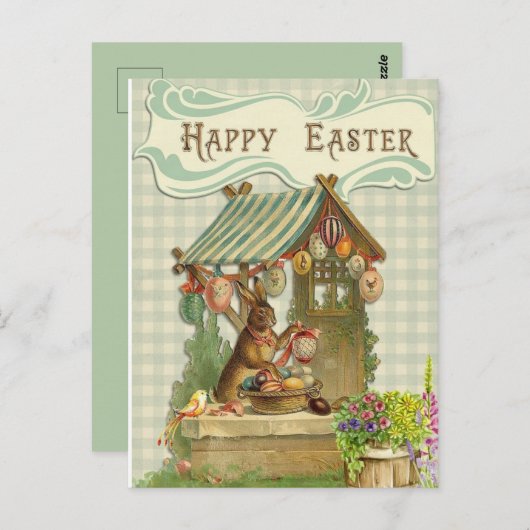 Bunny House Happy Oaster Postkarte (Vorne/Hinten)