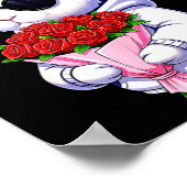 Bunny Hugging Valentine Flower Bunny Poster (Ecke)