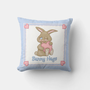 Bunny Hugs Blue Kissen