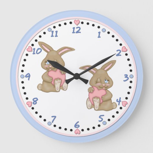 Bunny Hugs Große Wanduhr (Vorderseite)