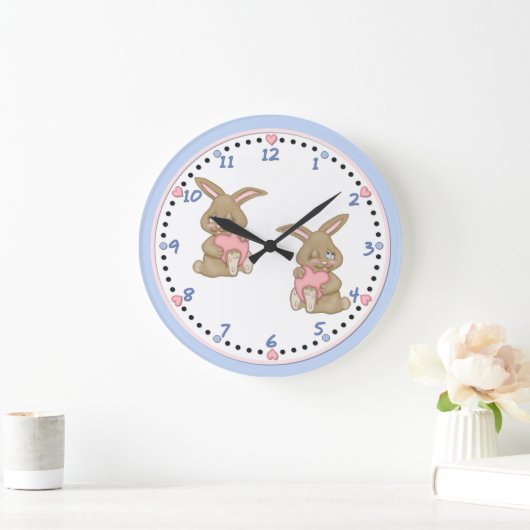 Bunny Hugs Große Wanduhr (Zuhause)