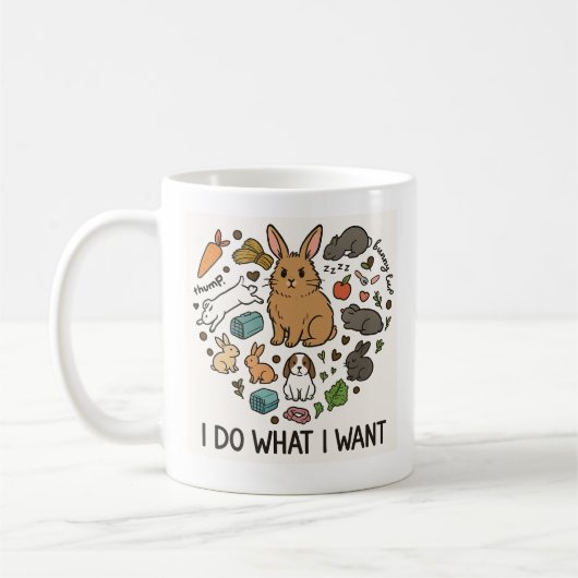 Bunny "Ich mache, was ich will" Tragetasche –Lusti Kaffeetasse (Links)