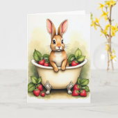 Bunny In A Basin Cute Art Card Karte (Gelbe Blume)