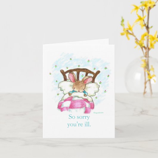 Bunny in Bed Get Well Card Karte (Gelbe Blume)