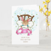 Bunny in Bed Get Well Card Karte (Gelbe Blume)