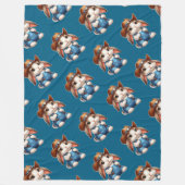 Bunny in Cowboy Outfit mit Hut und Overalls Fleecedecke (Vorderseite)
