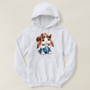 Bunny in Cowboy Outfit mit Hut und Overalls Hoodie