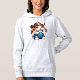 Bunny in Cowboy Outfit mit Hut und Overalls Hoodie
