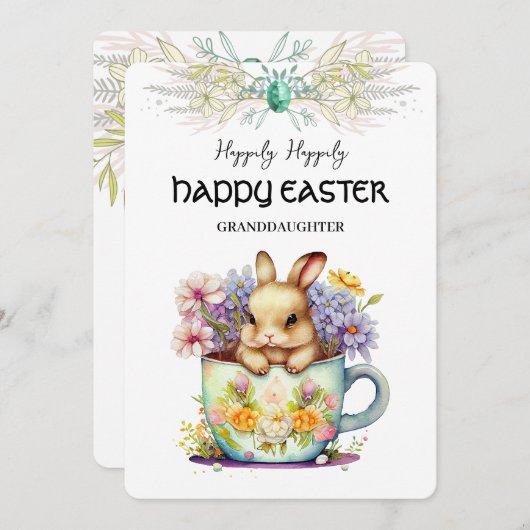 Bunny in Cup Grandtochter Osterfeierkarte Einladung (Vorne/Hinten)