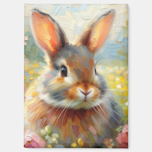 Bunny in Floral Field  Magnet (Vorderseite)