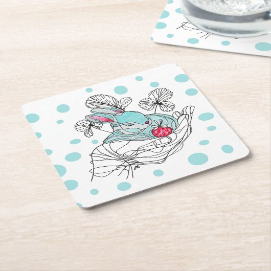 Bunny In Hand Coaster Rechteckiger Pappuntersetzer (angewinkelt)