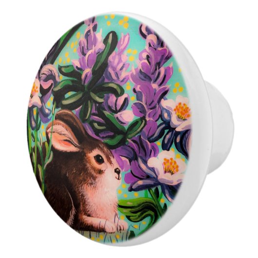 Bunny in Iris Drawer Knob Keramikknauf (Rechts)