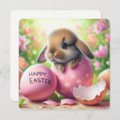 Bunny in Ostereier mit Blume Feiertagskarte (Vorne/Hinten)
