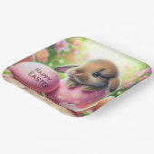 Bunny in Ostereier mit Blume Pappteller (Gewinkelt)
