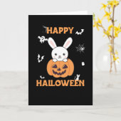Bunny in Pumpkin Niedlich Bunnies Happy Halloween Karte (Gelbe Blume)